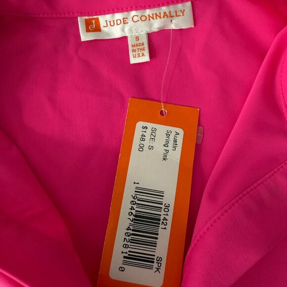 Jude Connally Austin Swing Pink Polo Shirt Nylon/Spandex Short Sleeve Ruffle Col - Picture 4 of 7